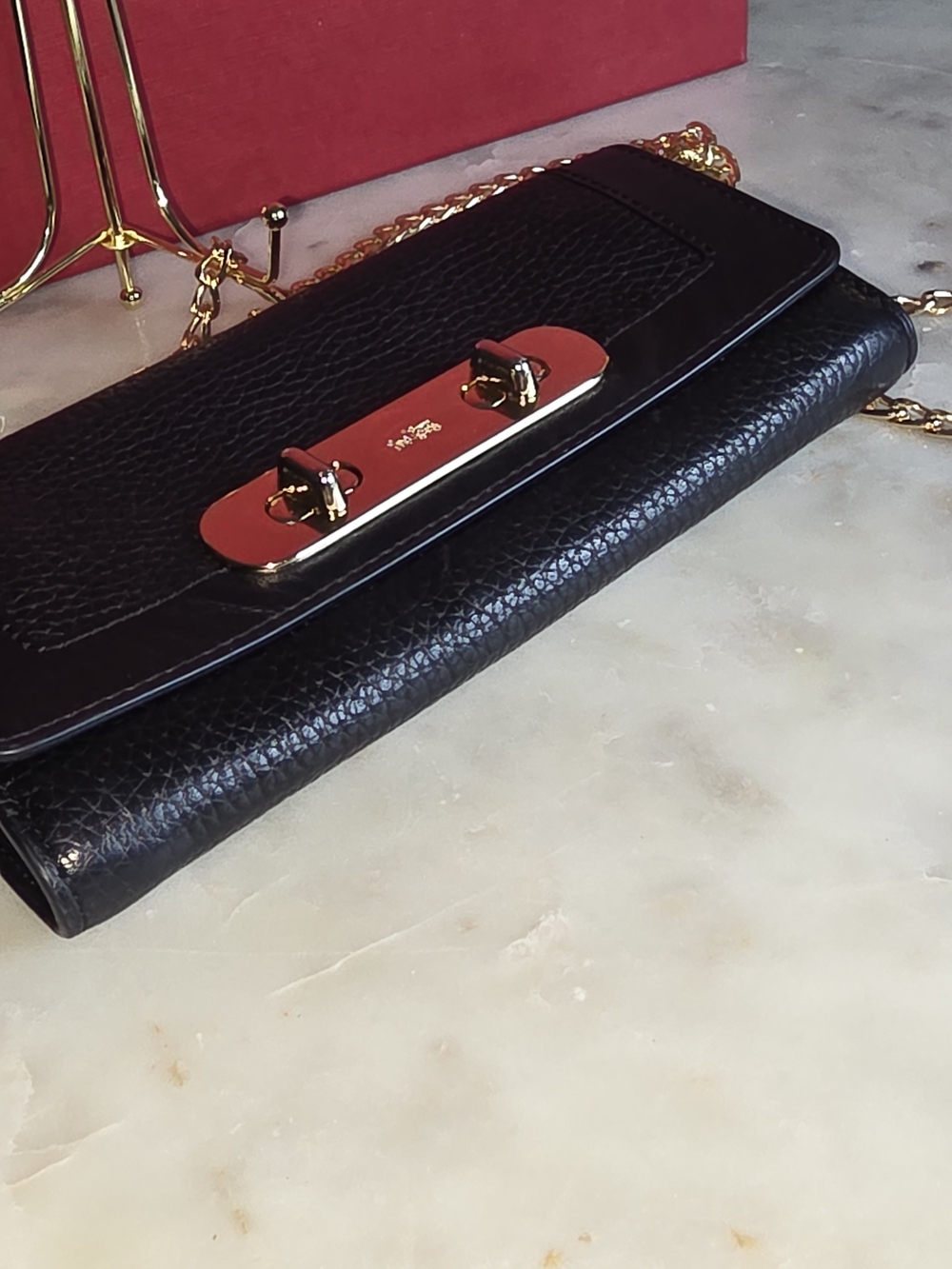 Rare Coach Black Pebbled Leather W/ Double turnlock Gold Plate Wallet - Picture 4 of 16